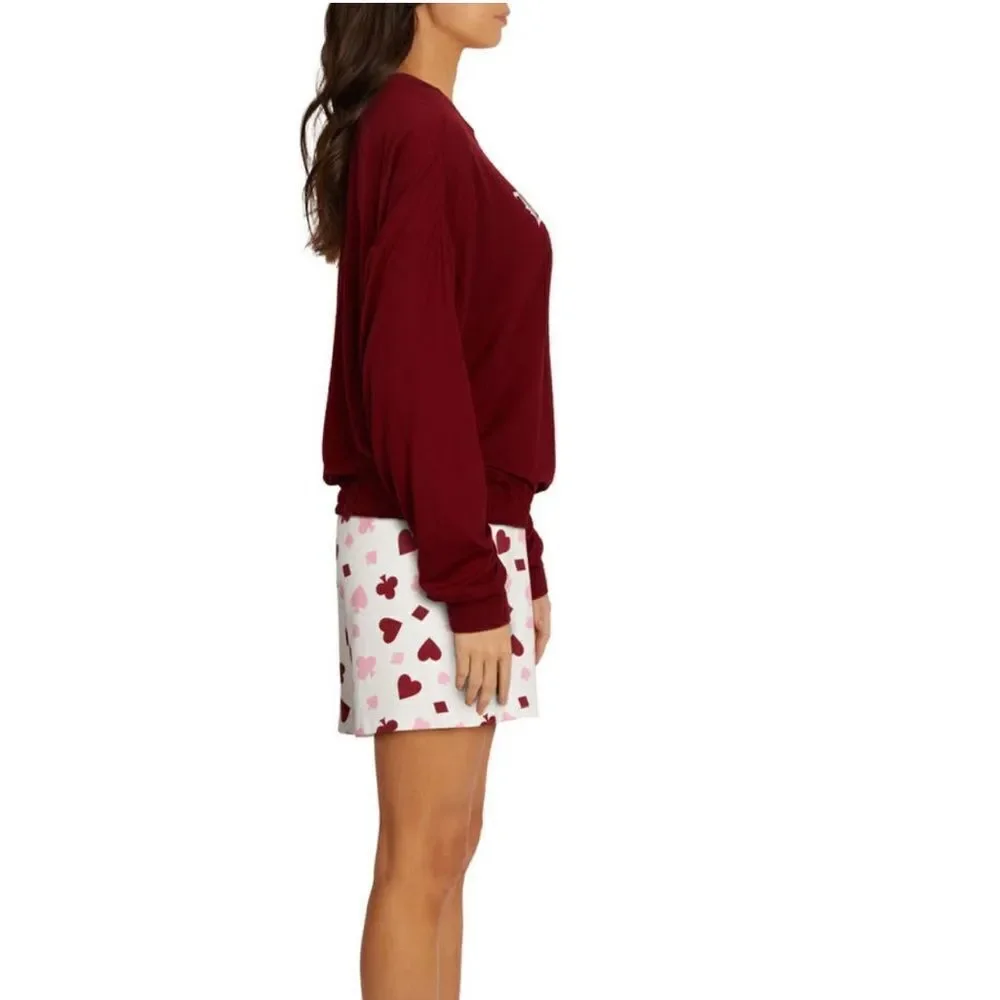 WILDFOX Love's a Gamble‎ Shorty Pajamas Set, 2 Piece, Red Hearts, XL, NWT
